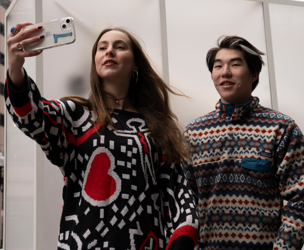 Two students pose for a selfie